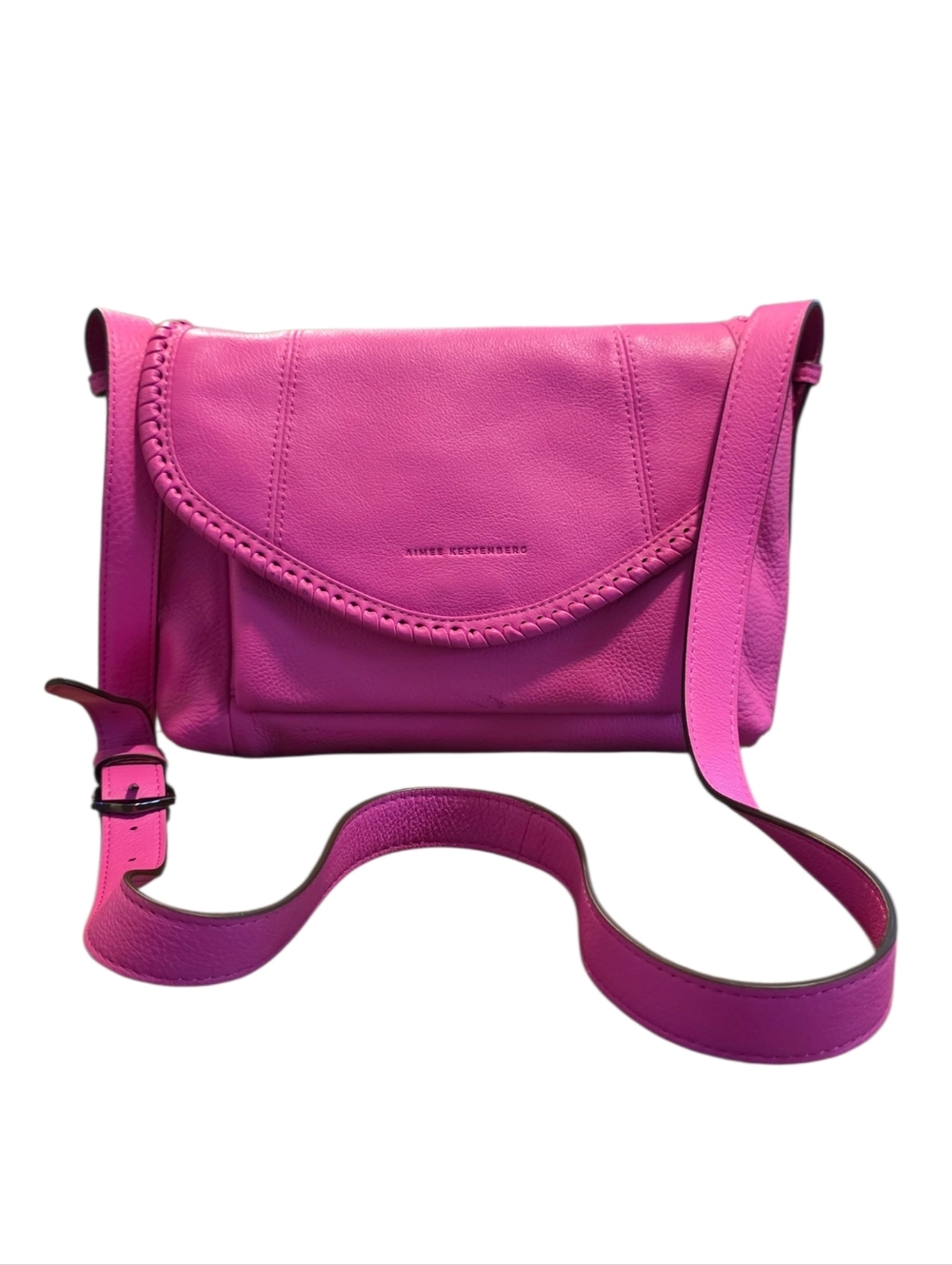 Aimee Kestenberg Standout Pink Leather Crossbody Bag, Fun Color, Easy To Carry